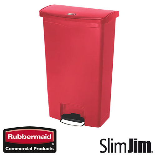 Afvalbak Slim Jim Front Step On container Rubbermaid 68 liter rood